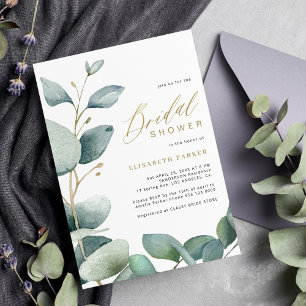 Invitation Douche nuptiale d'eucalyptus d'or