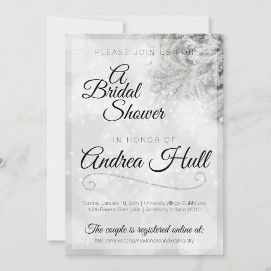 Invitation Douche nuptiale d'hiver (Devant)