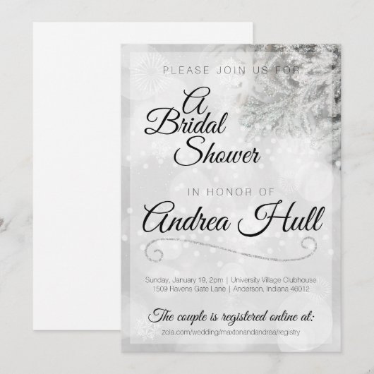 Invitation Douche nuptiale d'hiver (Devant / Derrière)