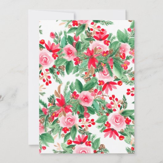 Invitation Douche-nuptiale d'hiver à l'aquarelle rouge vert (Dos)