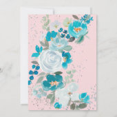 Invitation Douche nuptiale d'hiver rose bleu peint main (Dos)