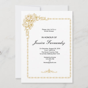 Invitation Douche nuptiale d'or Bleu & Rose Opt.