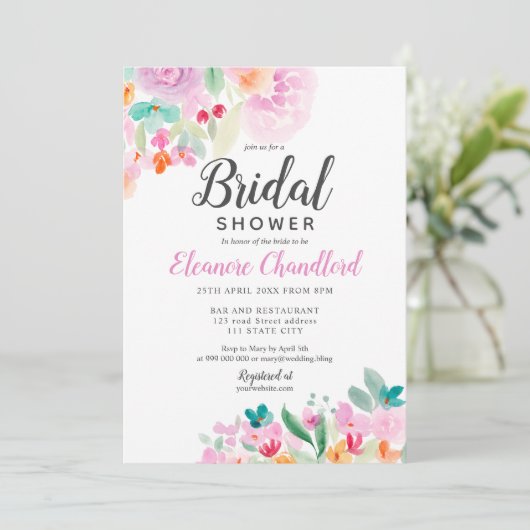 Invitation Douche nuptiale douce pastel (Debout devant)