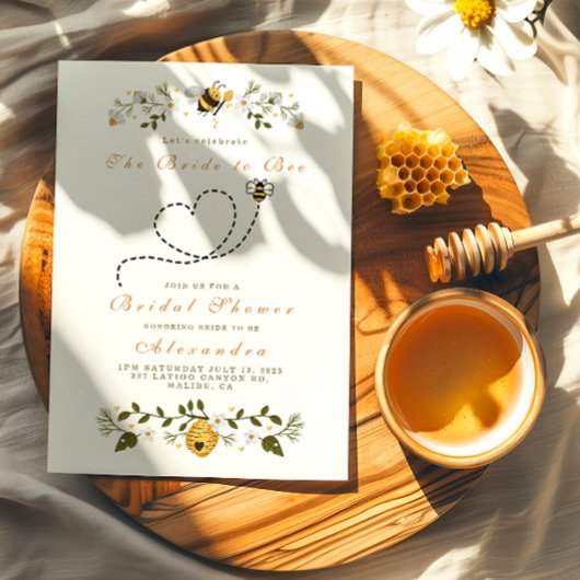 Invitation Douche nuptiale du coeur d'abeille mignonne