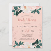 Invitation Douche nuptiale élégante à fleurs roses (Devant)