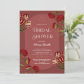 Invitation douche nuptiale élégante rose de duvet, fleur rose (Debout devant)