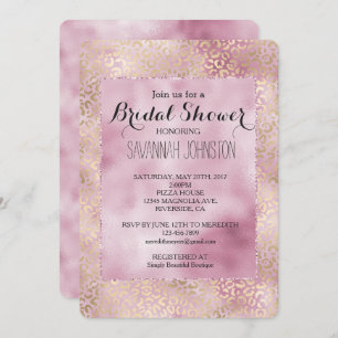 Invitation Douche nuptiale Empreinte de léopard Girly Pink Gl