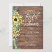 Invitation Douche nuptiale en bois de tournesol rustique (Devant)