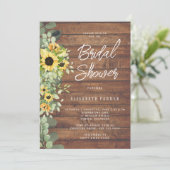Invitation Douche nuptiale en bois de tournesol rustique (Debout devant)