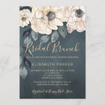 Invitation Douche nuptiale en chalkboard dahlias couleur aqua<br><div class="desc">Une élégante invitation à la douche nuptiale moderne et rustique avec de belles fleurs de crème d'ivoire, des feuilles peints à la main gris foncé, et un script de typographie manuscrit branché sur un arrière - plan noir en damier de minuit. Convient aux fêtes de mariée bohème ou de style...</div>