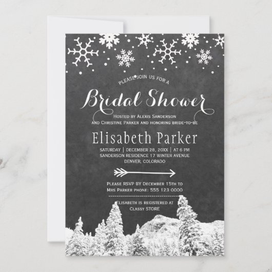 Invitation Douche nuptiale en damier d'hiver (Devant)