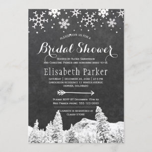Invitation Douche nuptiale en damier d'hiver
