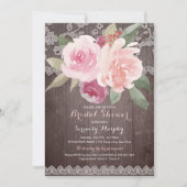 Invitation Douche nuptiale en dentelle florale rustique (Devant)