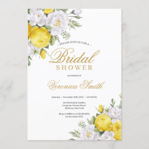 Invitation Douche nuptiale en fleurs de roses blanches