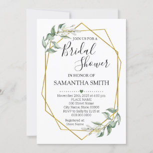Invitation Douche nuptiale en or vert minimaliste Mariage