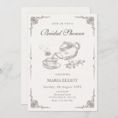 Invitation Douche nuptiale en pot de thé vintage (Devant / Derrière)