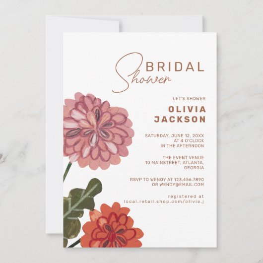 Invitation Douche nuptiale en terre cuite moderne (Devant)