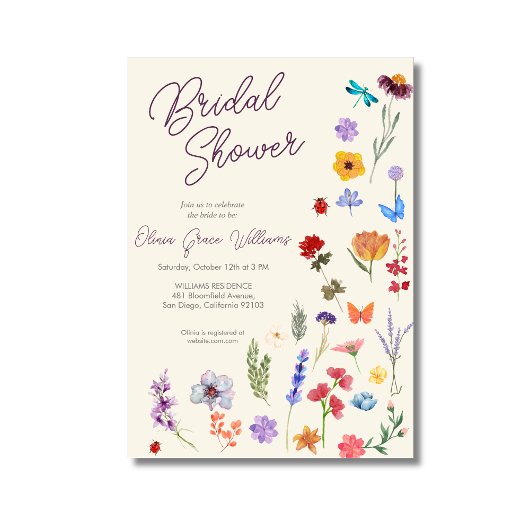 Invitation Douche nuptiale fleur sauvage moderne chic