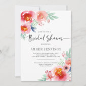 Invitation Douche nuptiale fleurie aquarelle (Devant)