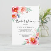 Invitation Douche nuptiale fleurie aquarelle (Debout devant)