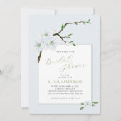 Invitation Douche nuptiale fleurie bleu Dusty (Devant)
