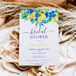 Invitation Douche nuptiale fleurie citrons jaune bleu<br><div class="desc">Douche nuptiale fleurie moderne et brillante avec aquarelle aux citrons bleu,  vert et jaune,  un arrangement fleuri dynamique avec et police de script élégant et moderne,  parfait pour le brunch ou déjeuner nuptial de style italien européen.</div>