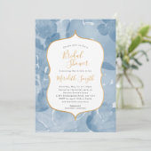 Invitation Douche nuptiale fleurie couleur bleu classique (Debout devant)