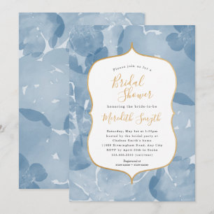 Invitation Douche nuptiale fleurie couleur bleu classique