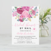 Invitation Douche nuptiale fleurie de prune or par courrier (Debout devant)