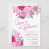 Invitation Douche nuptiale fleurie de prune rose gras (Devant)
