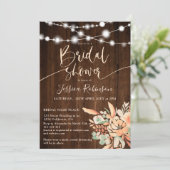 Invitation Douche nuptiale fleurie en bois rustique (Debout devant)