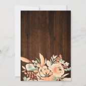 Invitation Douche nuptiale fleurie en bois rustique (Dos)
