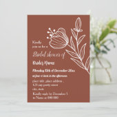 Invitation Douche nuptiale fleurie en terre cuite simple (Debout devant)