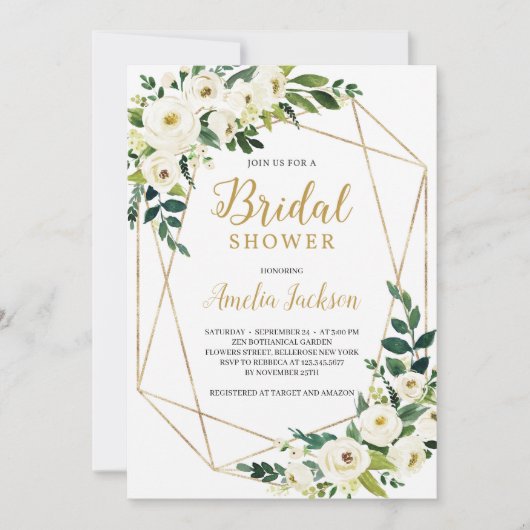 Invitation Douche nuptiale fleurie et verte (Devant)