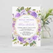 Invitation Douche nuptiale fleurie lavande violette (Debout devant)