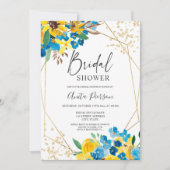 Invitation Douche nuptiale fleurie or moderne (Devant)