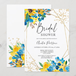Invitation Douche nuptiale fleurie or moderne