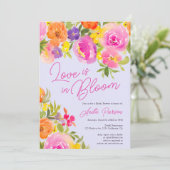 Invitation Douche nuptiale fleurie Pretty Rose (Debout devant)
