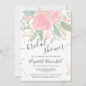 Invitation Douche-nuptiale fleurie rose d'été moderne (Devant)