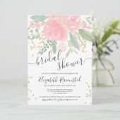Invitation Douche-nuptiale fleurie rose d'été moderne (Debout devant)