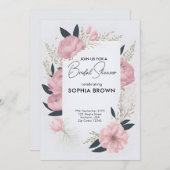 Invitation Douche nuptiale fleurie rose-rose (Devant / Derrière)