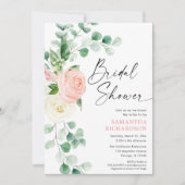 Invitation Douche nuptiale fleurie rose vif printanière (Devant)