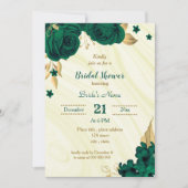 Invitation douche nuptiale fleurie vert émeraude (Devant)