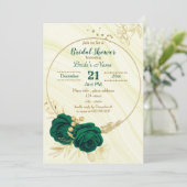 Invitation douche nuptiale fleurie vert émeraude (Debout devant)