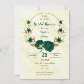 Invitation douche nuptiale fleurie vert émeraude (Devant)