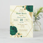 Invitation douche nuptiale fleurie vert émeraude (Debout devant)