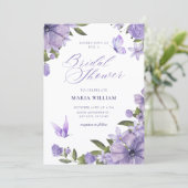 Invitation Douche nuptiale fleurie violette (Debout devant)