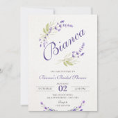 Invitation Douche nuptiale fleurie violette Lavender (Devant)