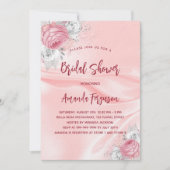 Invitation Douche nuptiale fleurons de soie rose blanc roses  (Devant)