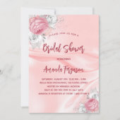 Invitation Douche nuptiale fleurons de soie rose roses blanch (Devant)